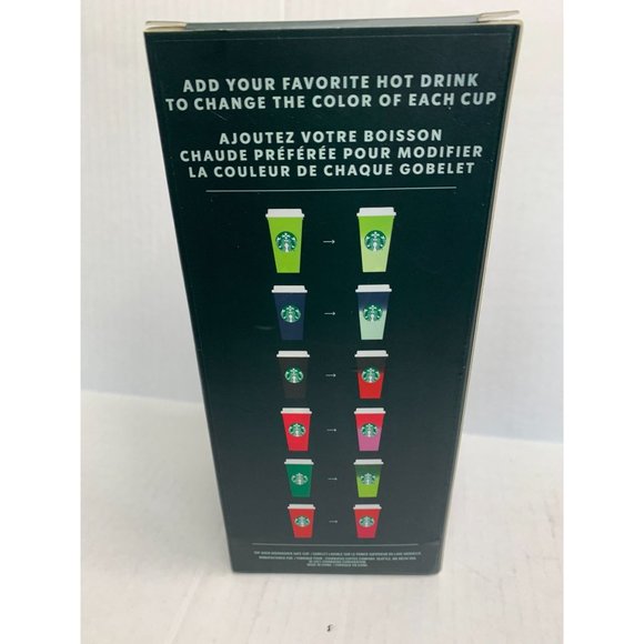 New Starbucks Reuseable Hot Cups 6 cups 6 lids 16 oz Multicolor Changes Colors - Picture 2 of 5